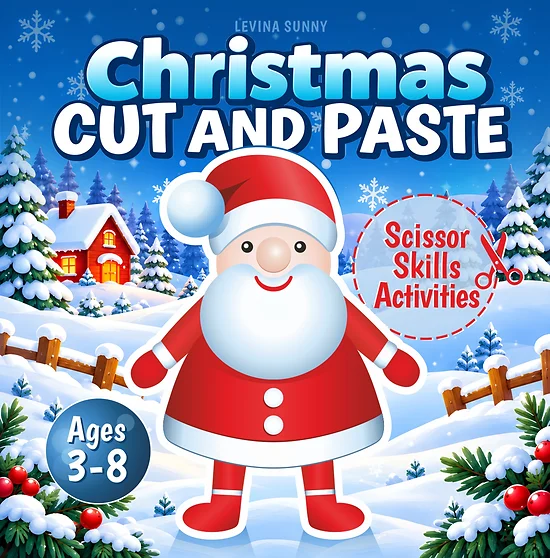 Cut and Paste Book for Kids - Christmas book cover