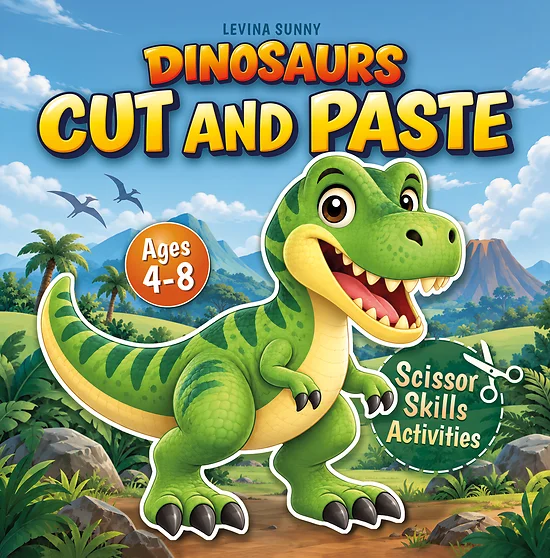 Cut and Paste Book for Kids - Dinosaurs book cover