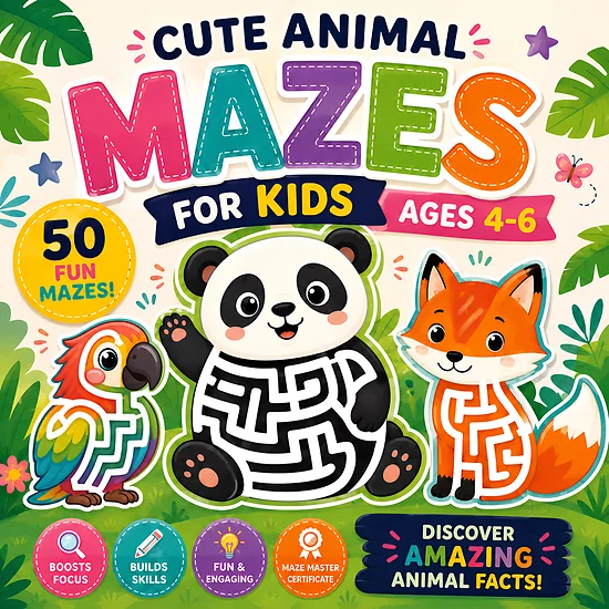 Cute Animal Mazes For Kids book cover